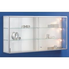 Vitrine, Ausführung Wandvitrine, Breite 2020 mm, 2 Schiebetüren.