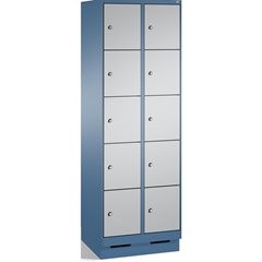 EVOLO Fächerschrank, mit Sockel, 2 Abteile, je 5 Fächer, Abteilbreite 300 mm, fe