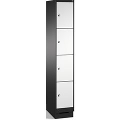 EVOLO Fächerschrank, mit Sockel, 1 Abteil, 4 Fächer, Abteilbreite 300 mm, schwar