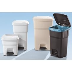 Pedal-Abfallsammler HERA, Volumen 35 l, BxHxT 390 x 440 x 390 mm, beige.