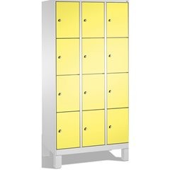 EVOLO Fächerschrank, mit Füßen, 3 Abteile, je 4 Fächer, Abteilbreite 300 mm, lic