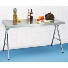 Edelstahl-Klapptisch, Höhe 850 mm, BxT 1800 x 700 mm.