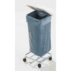 Wertstoff-Müllsackständer ohne Deckel, für Volumen 1 x 70 l, Fahrgestell, Edelstahl.