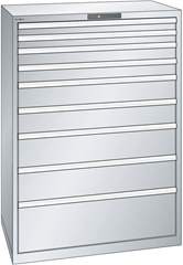 Schubladenschrank, Stahlblech, HxB 1450 x 1023 mm, 9 Schubladen, Tragkraft 200 kg, enzianblau.