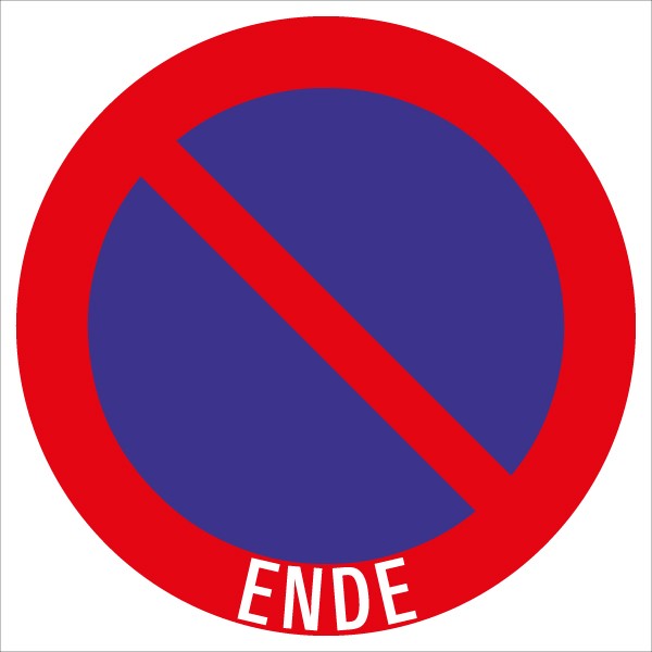 §52/13a Parken verboten Ende | flaches Verkehrszeichen