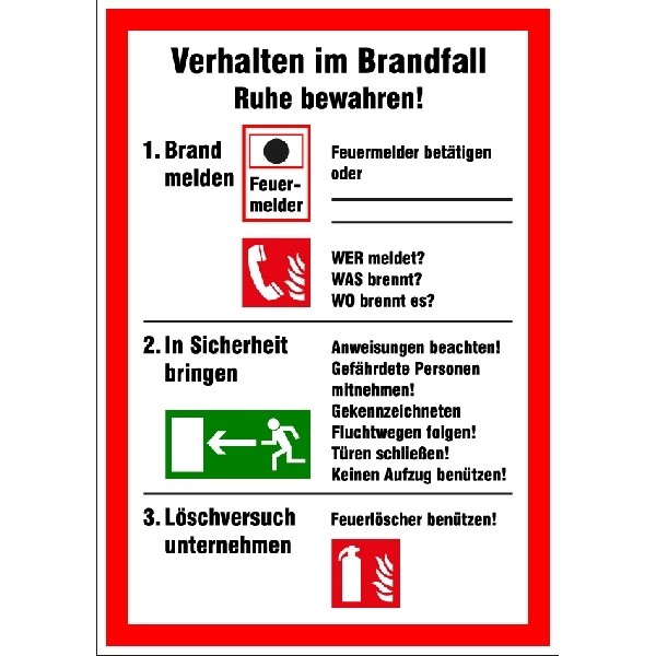 Brandschutzschild 210x297/1.5mm