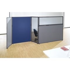 Trennwand, Kunststoff, Rahmen schiefergrau, perlweiß, HxB 1950 x 650 mm.