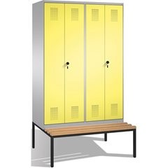 EVOLO Garderobenschrank, zueinander schlagende Türen, mit Sitzbank, 4 Abteile, A