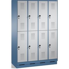 EVOLO Garderobenschrank, doppelstöckig, mit Sockel, 4 Abteile, je 2 Fächer, Abte