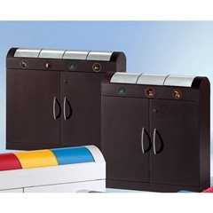 Wertstoffsammler aspect plus, mit Edelstahl-Klappdeckeln, 3 x 45 l, HxBxT 975 x 860 x 320 mm.