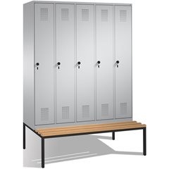 EVOLO Garderobenschrank, mit Sitzbank, 5 Abteile, Abteilbreite 300 mm, weißalumi