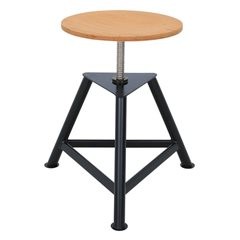 Werkstatthocker, Sitz aus Buchenschichtholz, Drehhocker dreibeinig, Spindel-Höhenverstellung 400 - 6