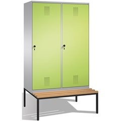 EVOLO Garderobenschrank, mit Sitzbank, Tür über 2 Abteile, 4 Abteile, 2 Türen, A