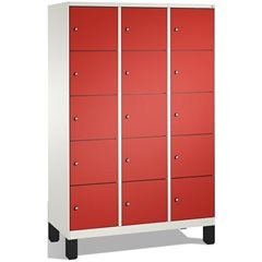 EVOLO Fächerschrank, mit Füßen, 3 Abteile, je 5 Fächer, Abteilbreite 400 mm, ver