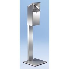 Standascher aus Edelstahl, Inhalt 3,7 l, abschließbar, HxBxT 1090 x 310 x 310 mm.