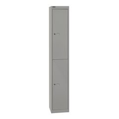 OFFICE Garderobensystem, Tiefe 305 mm, 2 Fächer mit je 1 Kleiderhaken, silber.