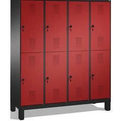 EVOLO Garderobenschrank, doppelstöckig, mit Füßen, 4 Abteile, je 2 Fächer, Abtei