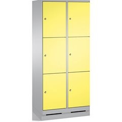 EVOLO Fächerschrank, mit Sockel, 2 Abteile, je 3 Fächer, Abteilbreite 400 mm, we