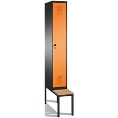 EVOLO Garderobenschrank, mit Sitzbank, 1 Abteil, Abteilbreite 300 mm, schwarzgra