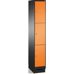 EVOLO Fächerschrank, mit Sockel, 1 Abteil, 3 Fächer, Abteilbreite 300 mm, schwar