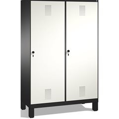 EVOLO Garderobenschrank, Tür über 2 Abteile, mit Füßen, 4 Abteile, 2 Türen, Abte