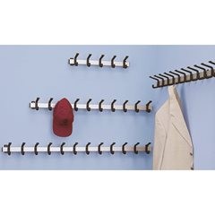 Garderobenleiste, Aluminium, Hakenabstand 100 mm, Aluminium/schwarz, 300 mm, 3 Haken, VE 2 Stk.