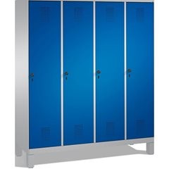 EVOLO Garderobenschrank, mit Füßen, 4 Abteile, Abteilbreite 400 mm, weißaluminiu