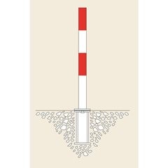 Sperrpfosten aus Stahl, zum Einbetonieren, Ø 76 mm, feuerverzinkt, 2 Kettenösen.