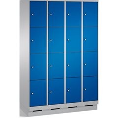 EVOLO Fächerschrank, mit Sockel, 4 Abteile, je 4 Fächer, Abteilbreite 300 mm, we