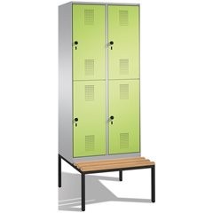 EVOLO Garderobenschrank, doppelstöckig, mit Sitzbank, 2 Abteile, je 2 Fächer, Ab