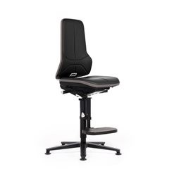 NEON Arbeitsdrehstuhl ESD, Gleiter, Aufstiegshilfe, Permanentkontakt, Kunstleder, Flexband grau.