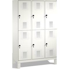 EVOLO Garderobenschrank, doppelstöckig, mit Füßen, 3 Abteile, je 2 Fächer, Abtei