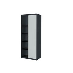 Querrollladenschrank, HxBxT 1956 x 800 x 432 mm, Stahlplatte, 4 Fachböden, anthr