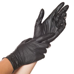 Handschuh, Einweg, Nitril, puderfrei, Größe: L, schwarz