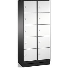 EVOLO Fächerschrank, mit Sockel, 2 Abteile, je 5 Fächer, Abteilbreite 400 mm, sc