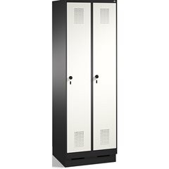 EVOLO Garderobenschrank, mit Sockel, 2 Abteile, Abteilbreite 300 mm, schwarzgrau