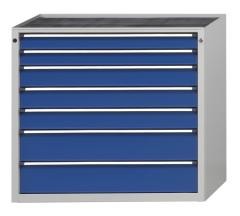Schubladenschrank ohne Platte, Breite 1060 mm, Schubladentraglast 200 kg, 7 Schubladen, Front enzian