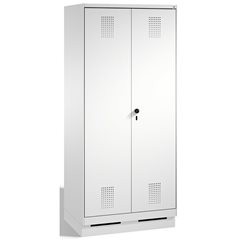 EVOLO Raumpflege-/Geräteschrank, verkürzte Trennwand, 6 Haken, Abteile 2 x 400 m