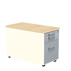 Schubladencontainer auf Rollen, HxT 529 x 800 mm, 1 Materialschub, 1 Hängeregistratur, reinweiß / al