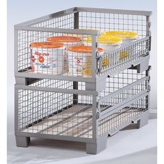Gitterbox, mittelhohe Bauform, 1 Längswand voll abklappbar, ab 5 Stück.