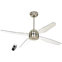 Deckenventilator LIBELLE, mit Fernbedienung, Acrylglas klar / Chrom gebürstet.