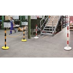 Absperrpfostenset mit Kette, 2 Pfosten, 2,5 m Kette, rot / weiß.