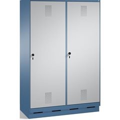 EVOLO Garderobenschrank, Tür über 2 Abteile, mit Sockel, 4 Abteile, 2 Türen, Abt