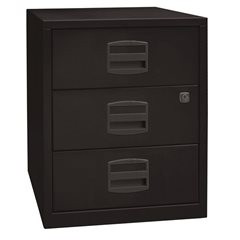 Mobiler Beistellschrank PFA, 3 Universalschubladen, schwarz.