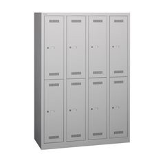 MonoBloc™ Garderobenschrank, doppelstöckig, Breite 1183 mm, 4 Abteile, 8 Fächer,