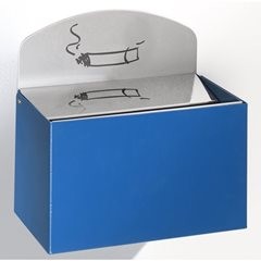 Wandascher mit Hinweisschild, HxBxT 125 x 200 x 125 mm, Stahlblech, enzianblau.