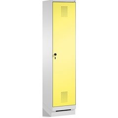EVOLO Garderobenschrank, mit Sockel, 1 Abteil, Abteilbreite 400 mm, lichtgrau /