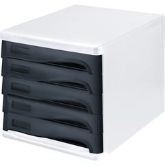 Schubladenbox, Gehäusefarbe Weiß, VE 4 Stk, Schubladenfarbe Schwarz.