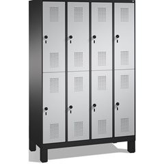 EVOLO Garderobenschrank, doppelstöckig, mit Füßen, 4 Abteile, je 2 Fächer, Abtei
