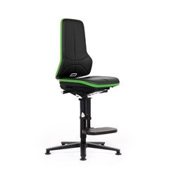 NEON Arbeitsdrehstuhl ESD, Gleiter, Aufstiegshilfe, Permanentkontakt, Kunstleder, Flexband grün.